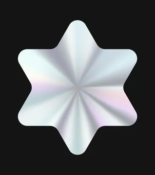Futuristic gradient badge with an iridescent metallic effect in a star shape on Stock Illustration