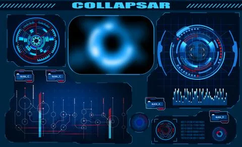 Futuristic graphic interface Black hole, total eclipse, hud design, infograph Stockillustratie