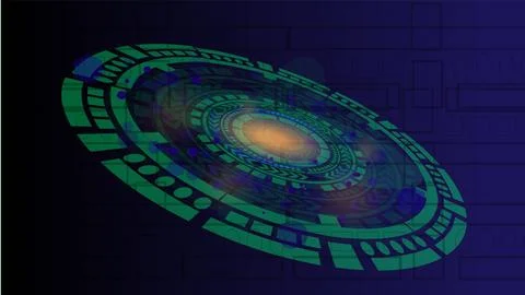 Futuristic graphic user interface dark background . Abstract techno circle... Stock Illustration