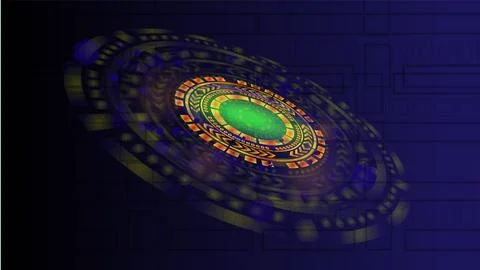 Futuristic graphic user interface dark background . Abstract techno circle... Stock Illustration