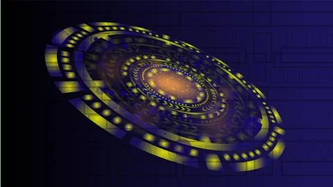 Futuristic graphic user interface dark background . Abstract techno circle... Stock Illustration