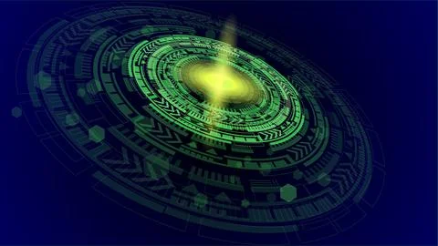 Futuristic graphic user interface dark background . Abstract techno circle... Stock Illustration