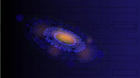 Futuristic graphic user interface dark background . Abstract techno circle... Stock Illustration