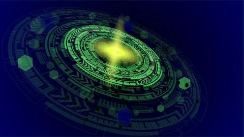 Futuristic graphic user interface dark background . Abstract techno circle... Stock Illustration