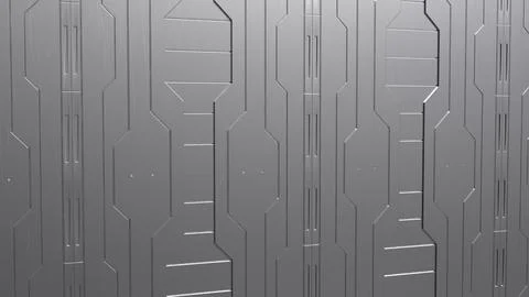 Futuristic Gray Science Fiction Wall Panel Texture 3d render.. Stock Illustration