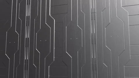 Futuristic Gray Science Fiction Wall Panel Texture 3d render.. Stock Illustration