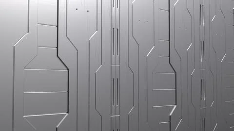 Futuristic Gray Science Fiction Wall Panel Texture 3d render.. Stock Illustration