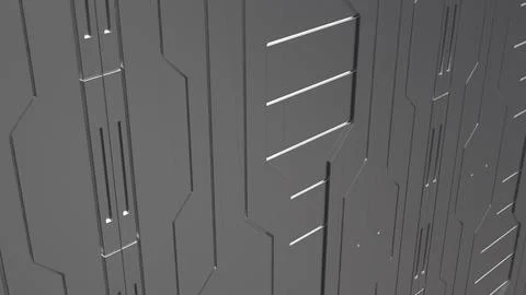 Futuristic Gray Science Fiction Wall Panel Texture 3d render.. Stock Illustration