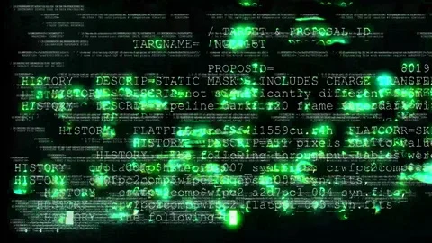 Futuristic green binary code display. Holographic data stream. Stock Footage 313472014