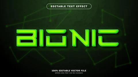 Futuristic Green Bio light Text Effect editable font vector file Stock Illustration