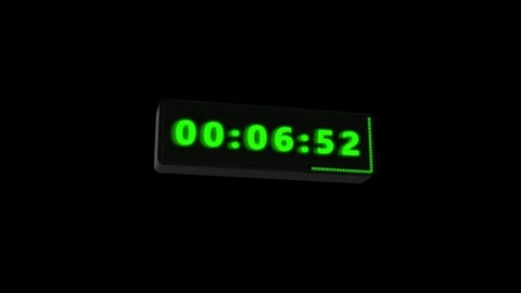 Futuristic green clock display visual bright timer digits, black minimal backgro Stock Footage 340527885