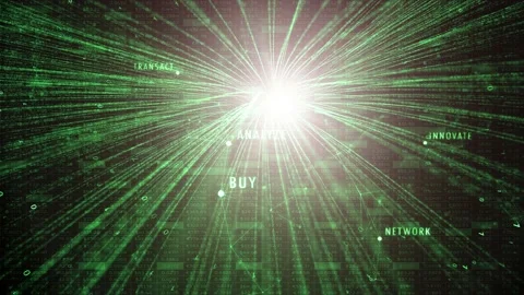 Futuristic green cyberspace technology network lines Stock Footage 229618499