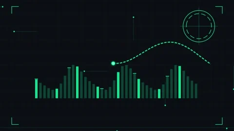 Futuristic Green Data Chart with Wave Line and Grid Background Stock Footage 346660963