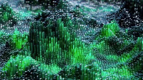Futuristic Green Data Terrain Stock Illustration
