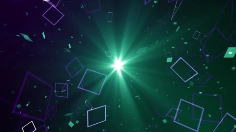 Futuristic Green Digital Background with Floating Geometric Shapes Stock-Footage 332711663