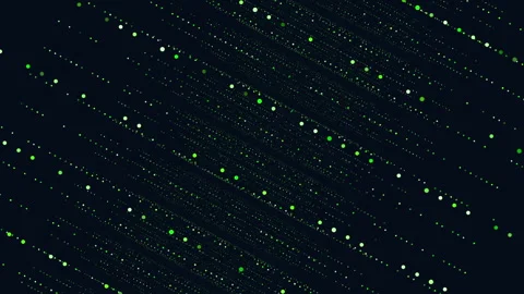 Futuristic green digital data particles flowing across dark cyber space Stock Footage 334138500
