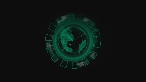 Futuristic green digital globe on grid. Futuristic green digital globe HUD... Stock Footage 337021337