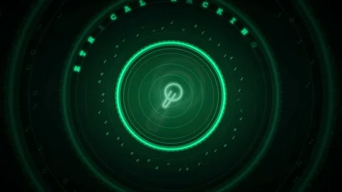 Futuristic Green Digital HUD Interface with Rotating Circular Elements and Stock Footage 343161666