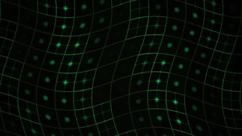 Futuristic Green Digital Matrix Grid with Glowing Particles and Rippling Wa.. Stock Footage 344720526