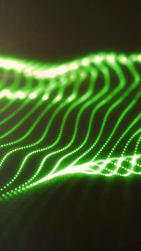 Futuristic green digital wave formed by glowing dotted lines, creating an a.. Stock Footage 339558201
