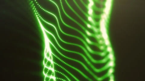 Futuristic green digital wave formed by glowing dotted lines Stock Footage 342102045