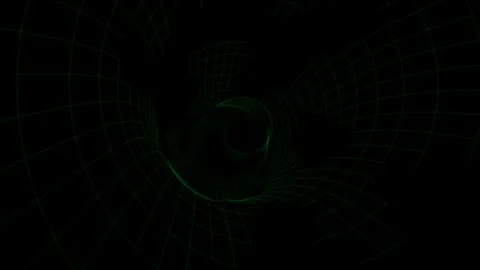 Futuristic Green Digital Wireframe Tunnel Motion Background Stock Footage 344590261