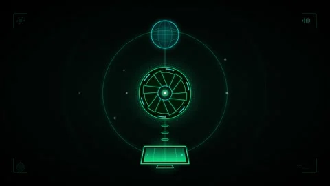 Futuristic green energy hud interface: solar power and turbine animation fo.. Stock Footage 337566308