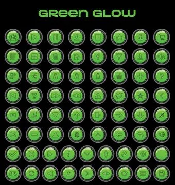 Futuristic Green Glow UI Button Set Stock Illustration
