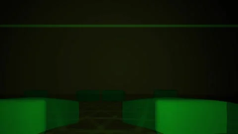 Futuristic Green Glowing Cubes in Digital Grid Environment for Tech Backgroun Stock Footage 343698869