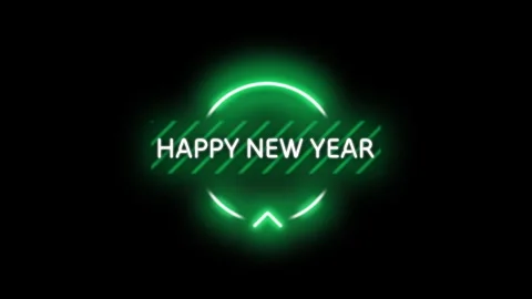 Futuristic Green Glowing Neon Light Happy New Year 2025 Title Stock Footage 290484817