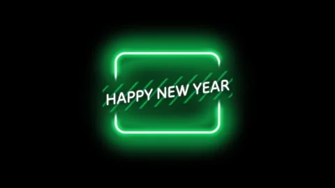 Futuristic Green Glowing Neon Light Happy New Year 2025 Title Stock Footage 290484825