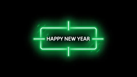 Futuristic Green Glowing Neon Light Happy New Year 2025 Title Stock Footage 290484941