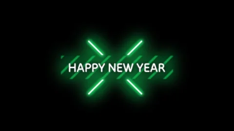 Futuristic Green Glowing Neon Light Happy New Year 2025 Title Stock Footage 290485089