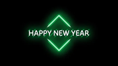 Futuristic Green Glowing Neon Light Happy New Year 2025 Title Stock Footage 290485259