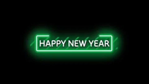 Futuristic Green Glowing Neon Light Happy New Year 2025 Title Stock Footage 290485395