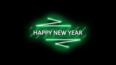 Futuristic Green Glowing Neon Light Happy New Year 2025 Title Stock Footage 290485487