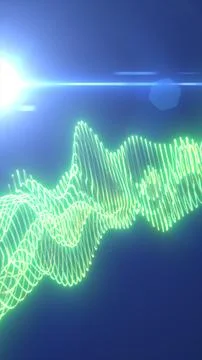 Futuristic green glowing wave lines with bright flare on a dark background,.. 스톡 일러스트