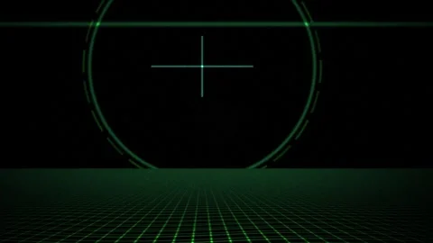 Futuristic Green Grid and Target Interface Animation. Stock Footage 334522170