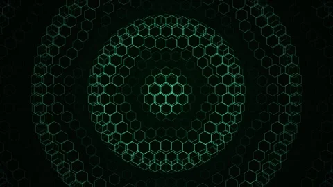 Futuristic Green Hexagonal Grid Tech Background Video stock 341980214