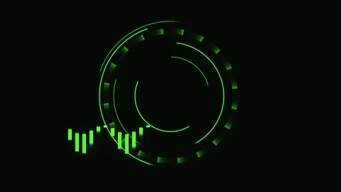 Futuristic green hud interface with circular loading bars and equalizer mot.. Stock Footage 342784432
