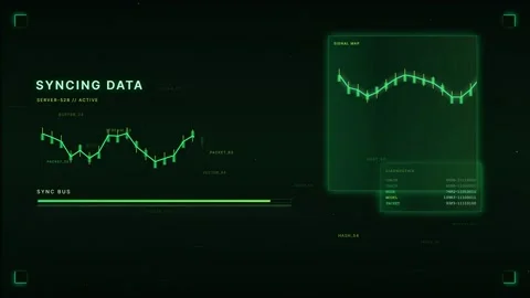 Futuristic Green HUD Interface Syncing Data Background Stock Footage 335370767