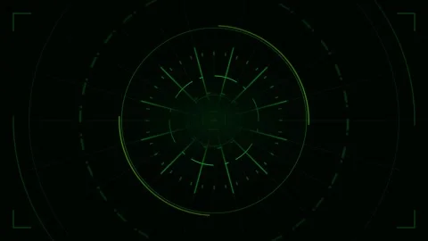 Futuristic green hud target interface with rotating circular scanning radar.. Stock Footage 337560900