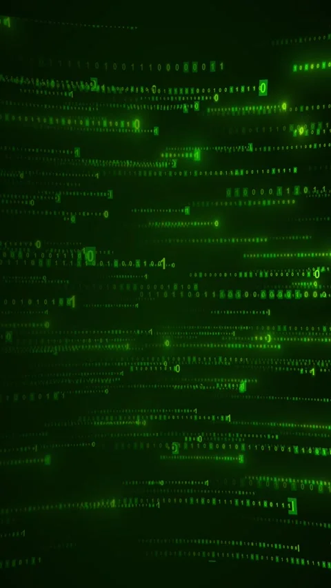Futuristic green matrix code floating binary numbers, dark cyber depth, Stock Footage 340477504