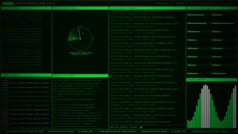 Futuristic Green Matrix Data Dashboard Interface. Stock Footage 348956831