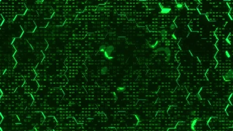 Futuristic Green Matrix Glitch: Digital Patterns with Hi-Tech Binary Code Stock Footage 252632849