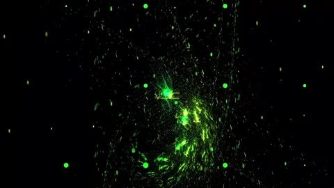 Futuristic Green Matrix Particle Wave Animation Loop Stock Footage 346131496