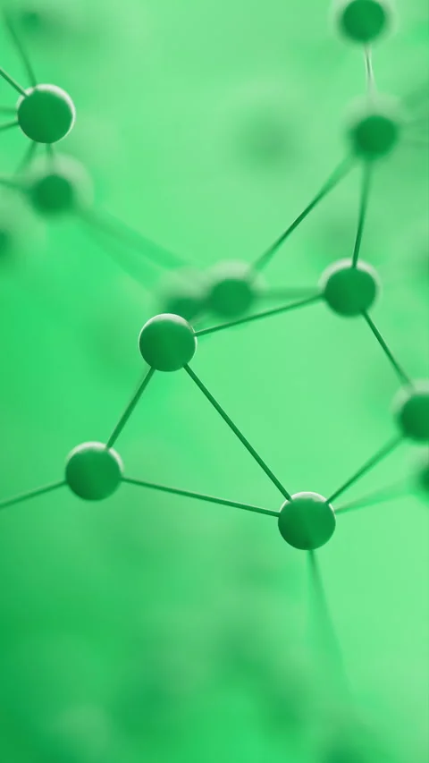 Futuristic green molecule network. Abstract 3D atoms connected by lines. Stock Footage 314044620