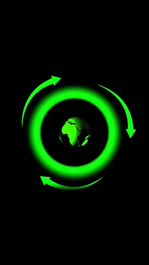 Futuristic green neon circle with three rotating arrows vertical video. Ani.. Stock Footage 321722820