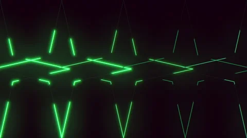 Futuristic green neon laser lines forming abstract geometric pattern background Stockbeeldmateriaal 330087161