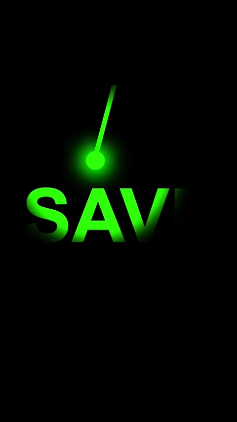 Futuristic green neon SAVE text swinging with pendulum motion animated digi.. Stock Footage 321723064